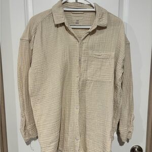 Aerie Cream Textured Shirt